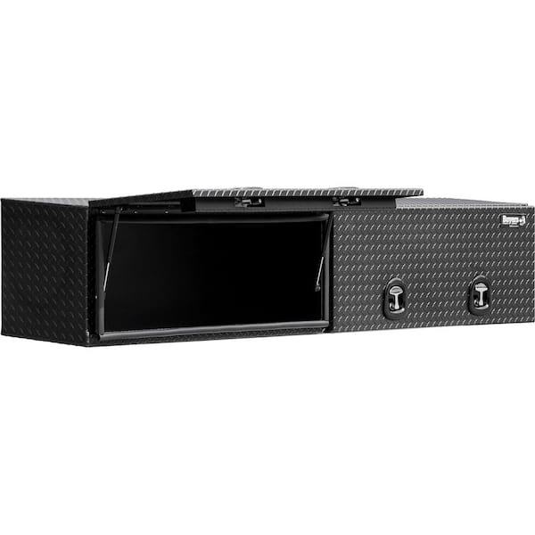 18 in. x 16 in. x 96 in. Textured Matte Black Diamond Tread Aluminum Top Mount Truck Tool Box with Flip-Up Door