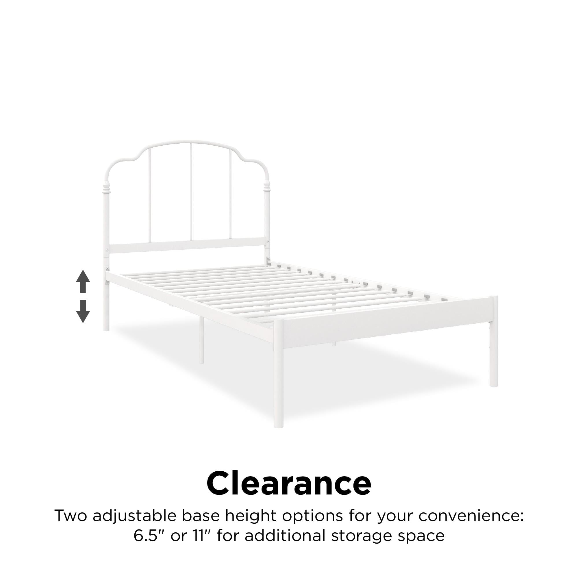 RealRooms Camie Metal Bed, Adjustable Base Height, Twin, White