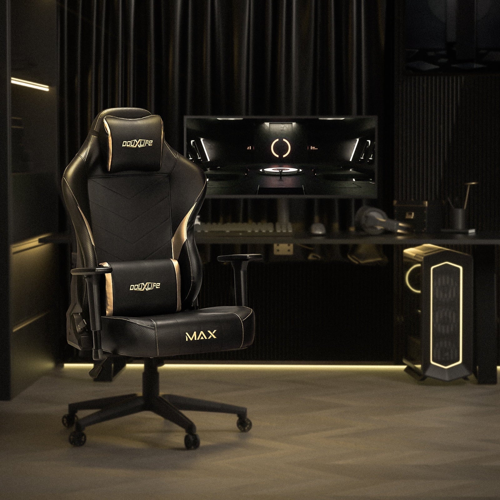 Douxlife Big&Tall Heavy Duty Gaming Chairs for Adults 400 lbs, Ergonomic Office Computer Comfy Gaming Chair, Executive Wide Seat High Back Office Chair