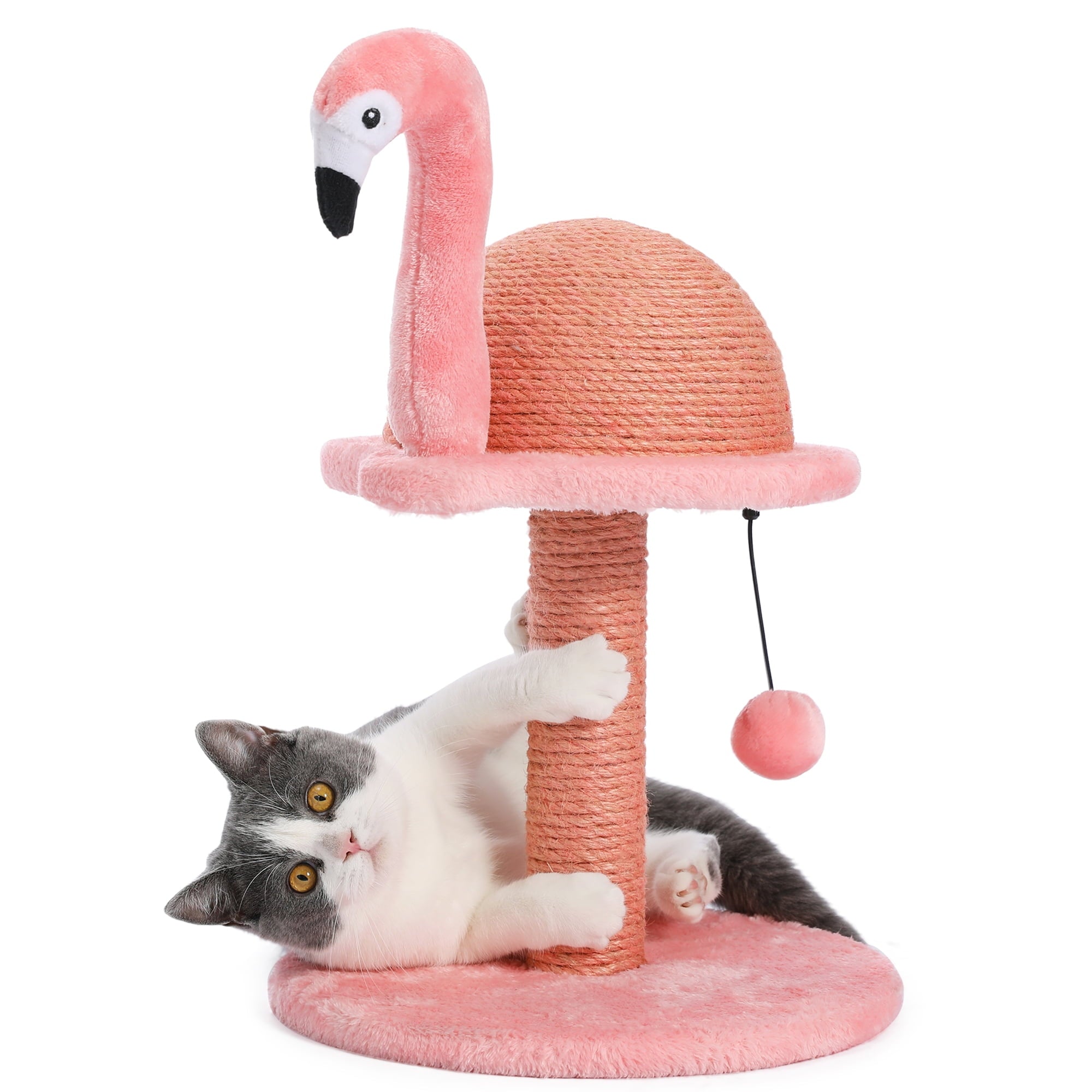 PAWZ Road Cat Scratching Post Flamingo Sisal Claw Scratcher Post for Small Cat, Pink