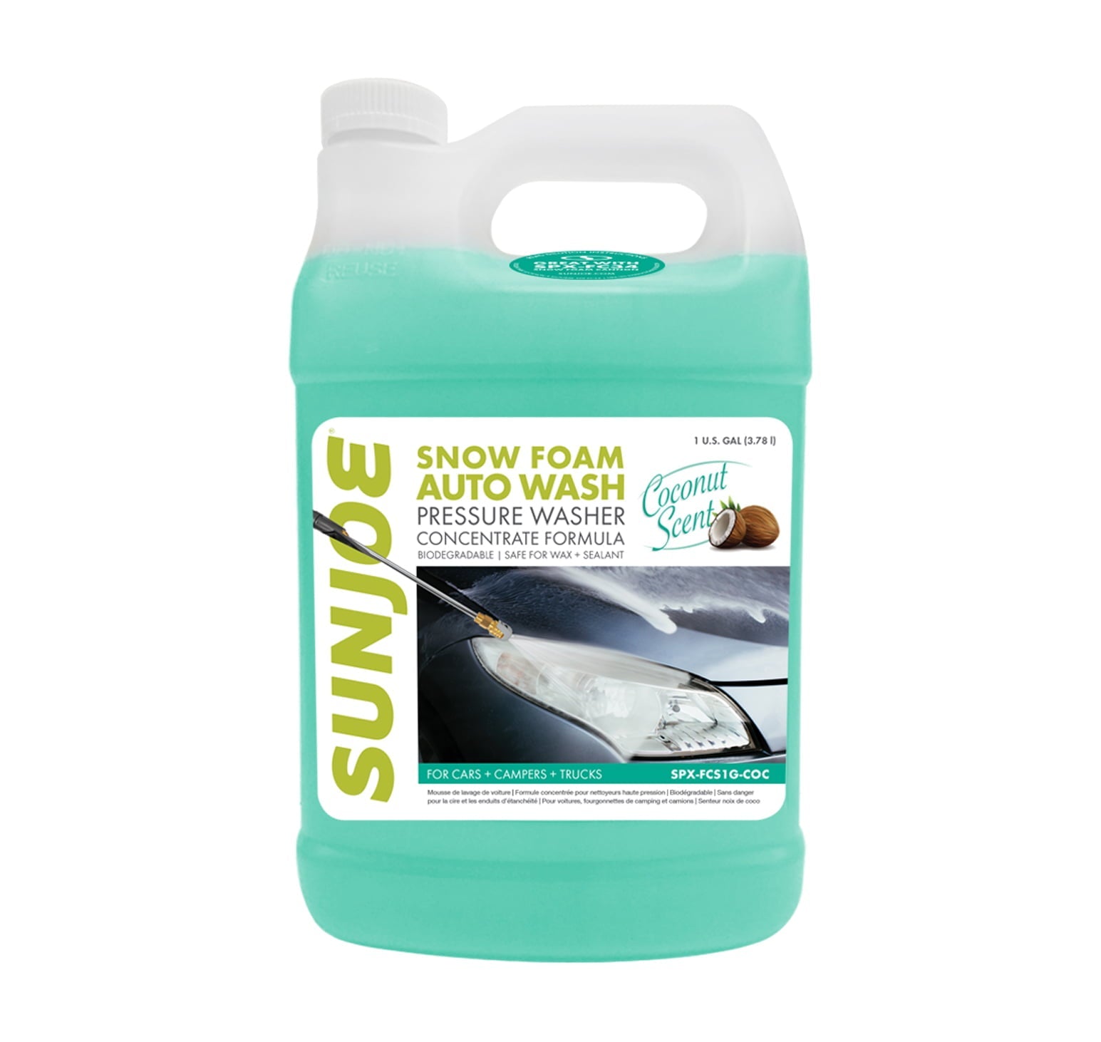 Sun Joe Premium Snow Foam Car Wash Soap & Cleaner, 1-gallon, Coconut Scent