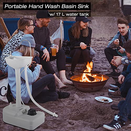 Portable Hand Wash Stand Camping Sink with Soap Dispenser & Towel Holder Water Capacity Hand Washing Station Safe HDPE for Outdoor Events,Gatherings & Worksite