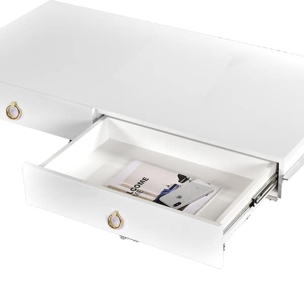 50 in. Gold Rectangular White Modern Computer Desk