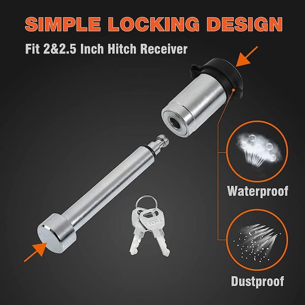 5/8 in. Dia Trailer Hitch Receiver Lock Pin with Keys (2-Pack)