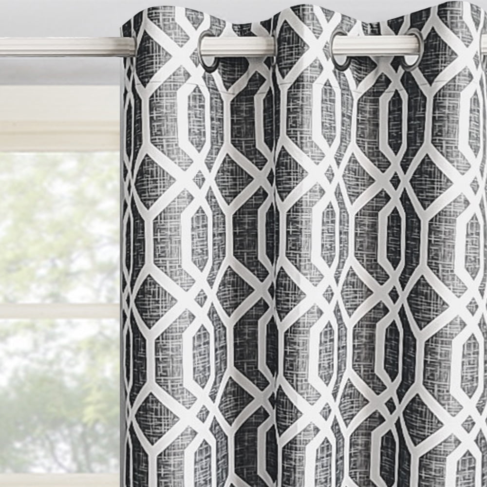 Mainstays Blackout Curtains, Set of 2, 37x84, Gray Geo
