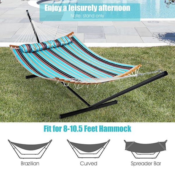 12.29 ft. Premium Metal 2-Person Heavy-Duty Hammock Stand with Storage Bag in Black