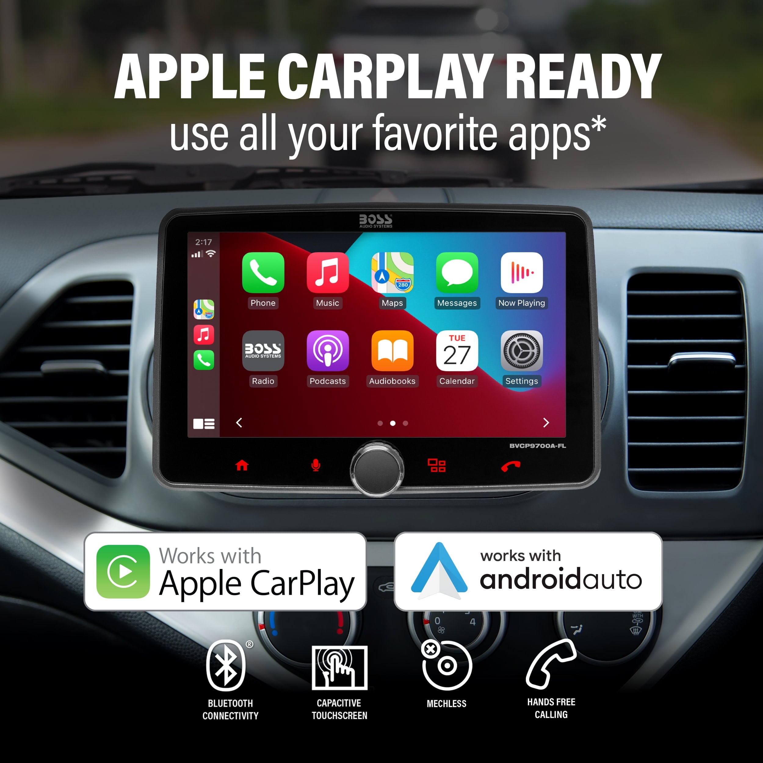 BOSS Audio Systems BVCP9700A-CFL Single Din Car Stereo System with Backup Camera