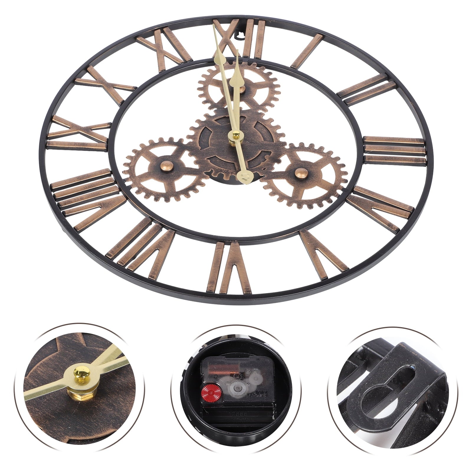 BESTONZON 1Pc Round Wall Clock American Style Wall Clock Simple Living Room Hanging Clock