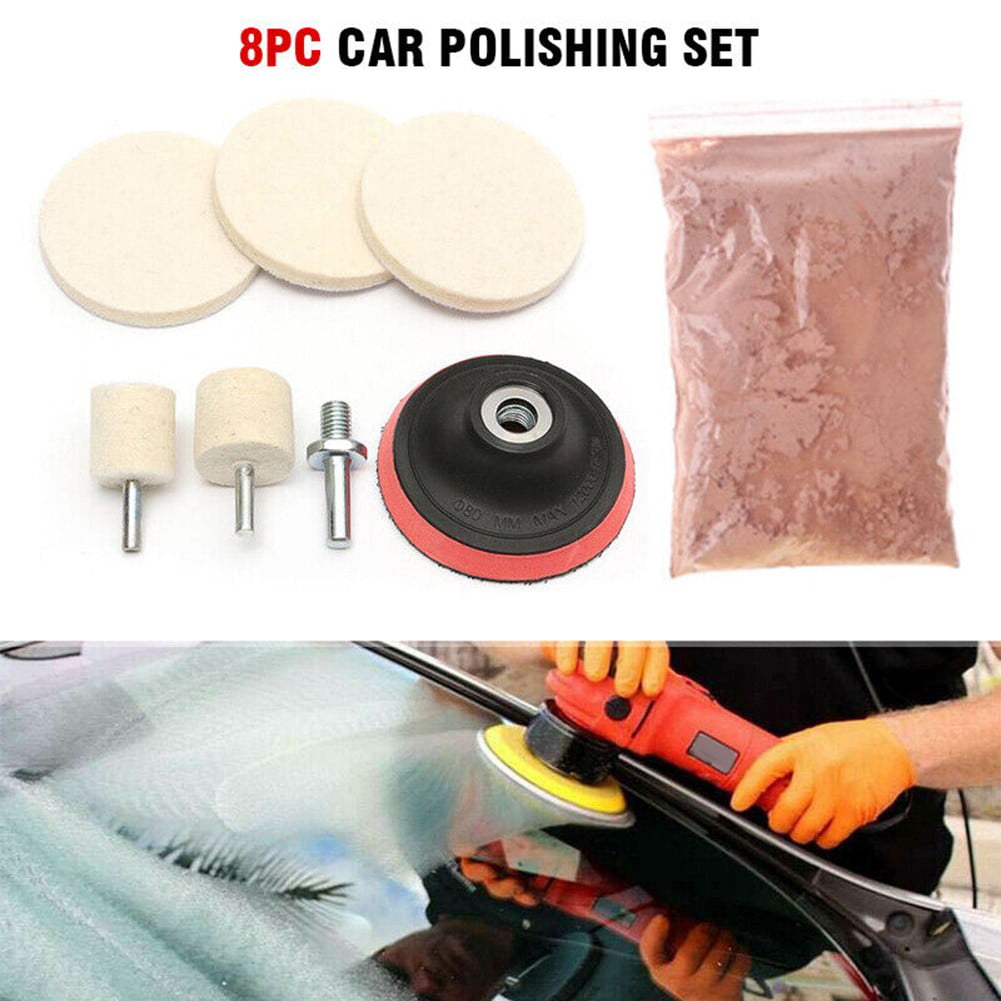 New 8X Cerium Oxide Glass Polishing Kit Windscreen Scratch Remover Felt Pad
