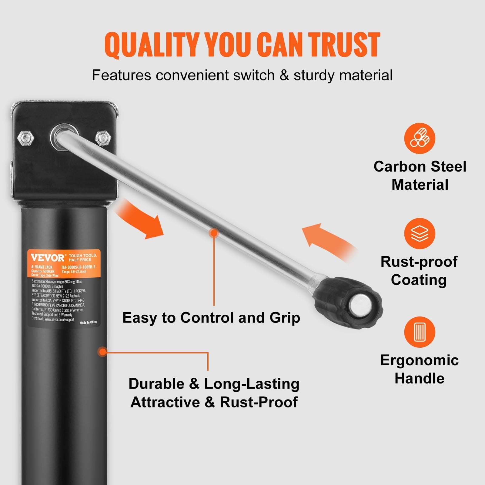 BENTISM Trailer Jack A Frame Bolt on Trailer Tongue Jack 5000 lbs with Drop Leg