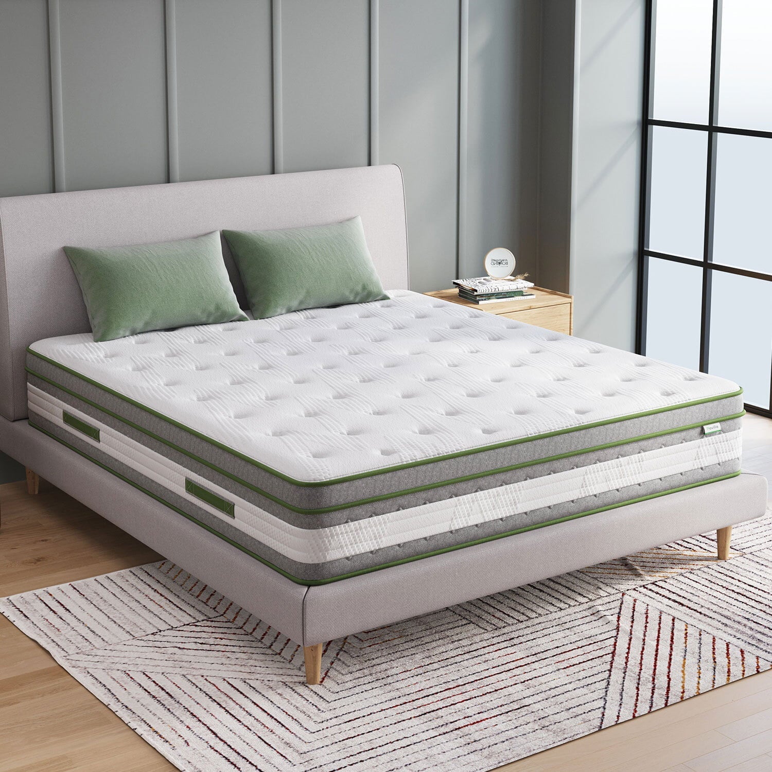 12 inch Queen Mattresses, Pocket Spring Hybrid Mattress with Gel Memory Foam for Cool Sleep