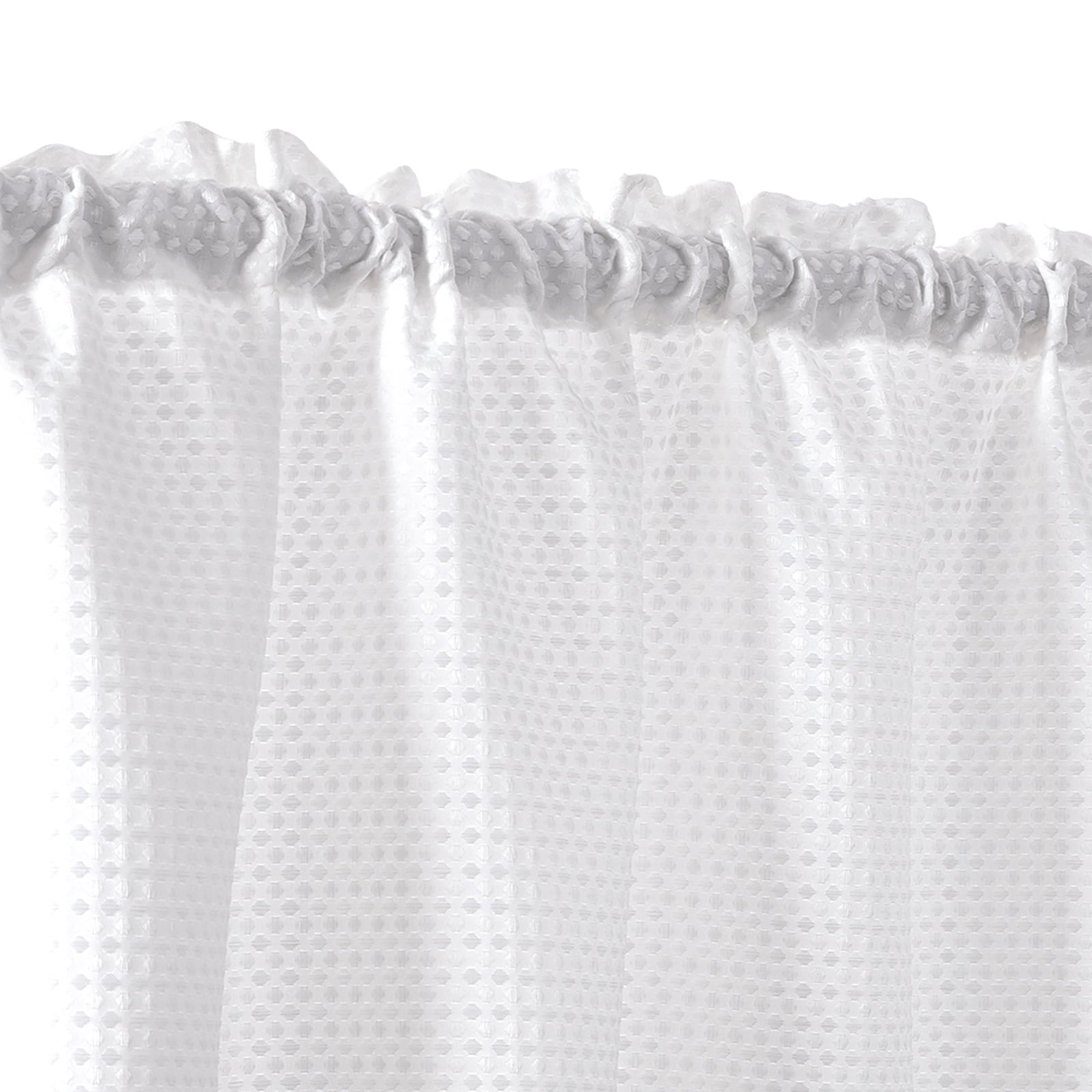 Curtainking White Valance Kitchen Window Curtain Waffle Weave Textured Small Window Curtain for Bathroom Rod Pocket, 60