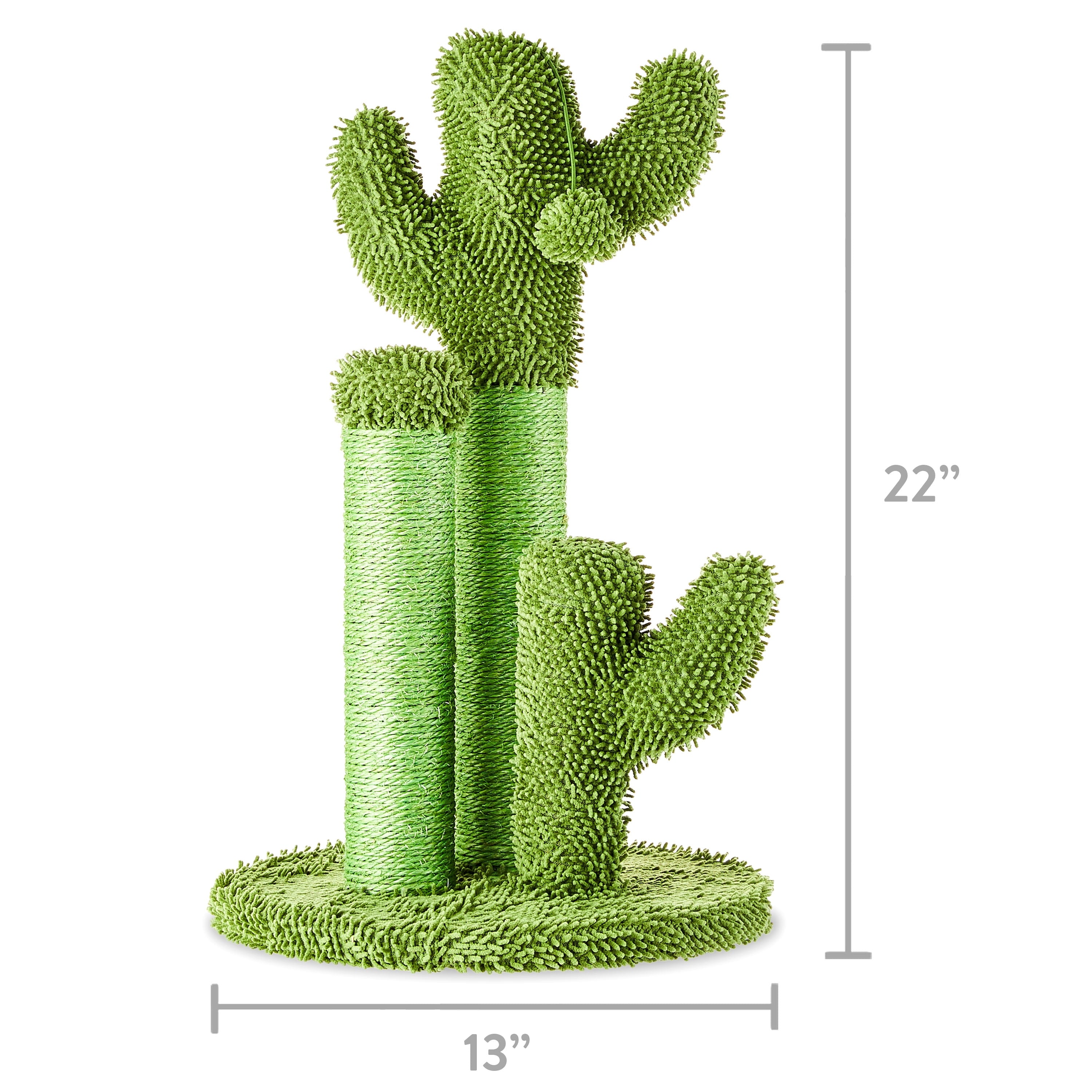 Vibrant Life Cactus Cat Scractching Post with Toy Ball,Green