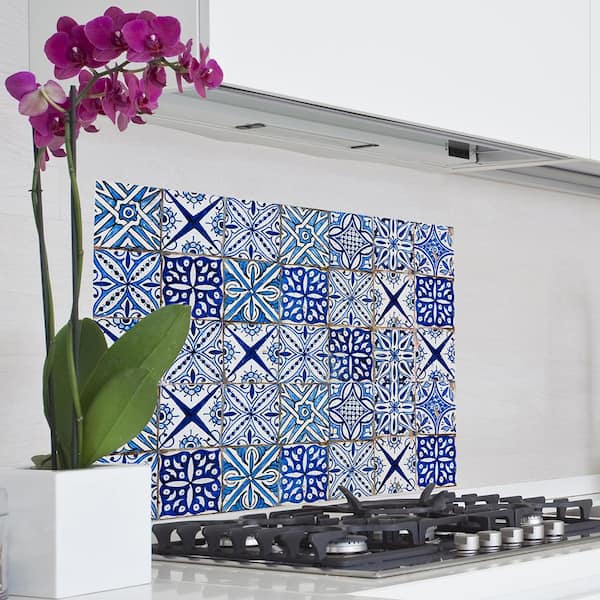 Blue Azulejos Kitchen Panel Wall Decal