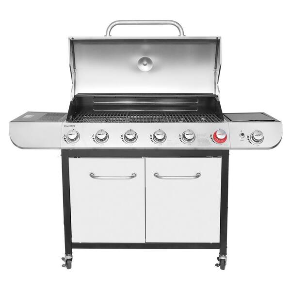 6-Burner BBQ Liquid Propane Gas Grill with Sear and Side Burner with Cover, 71,000 BTU Cabinet Style Gas Grill