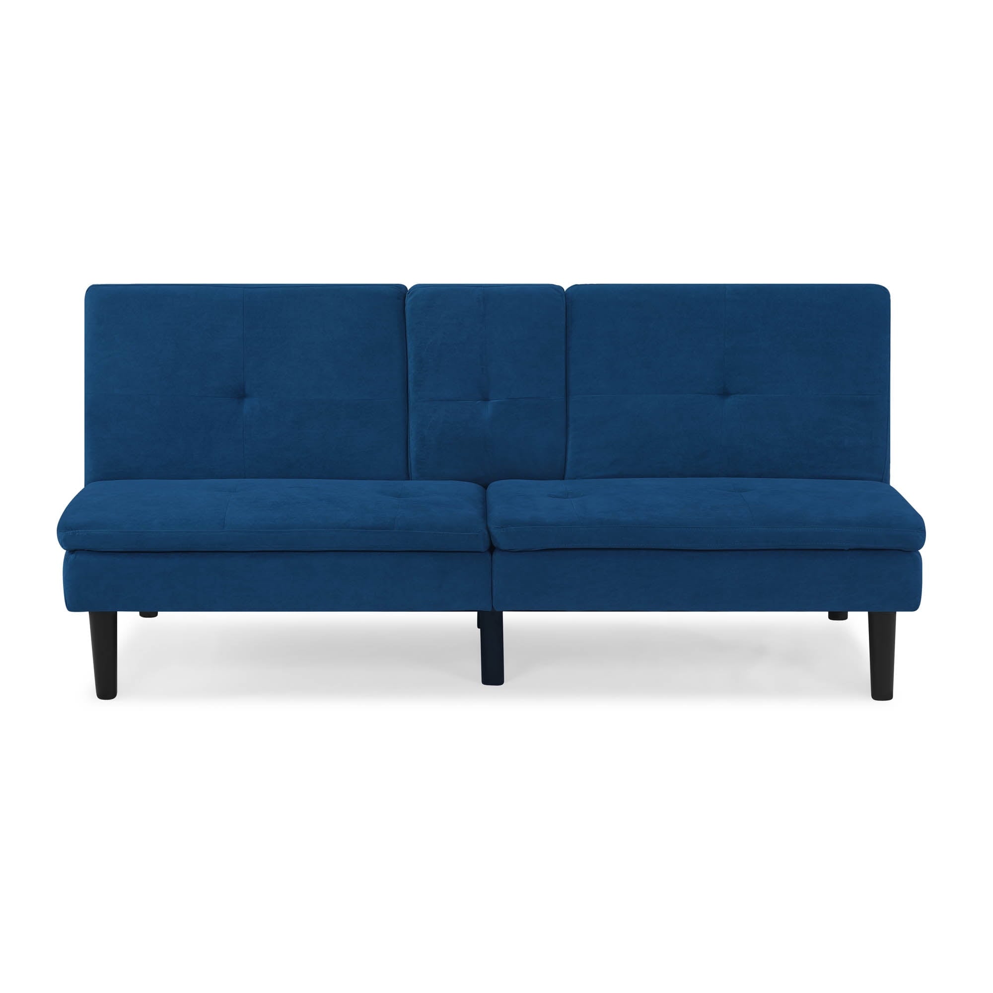 Serta Princeton Modern Futon with Pull Down Drink Tray, Blue Fabric