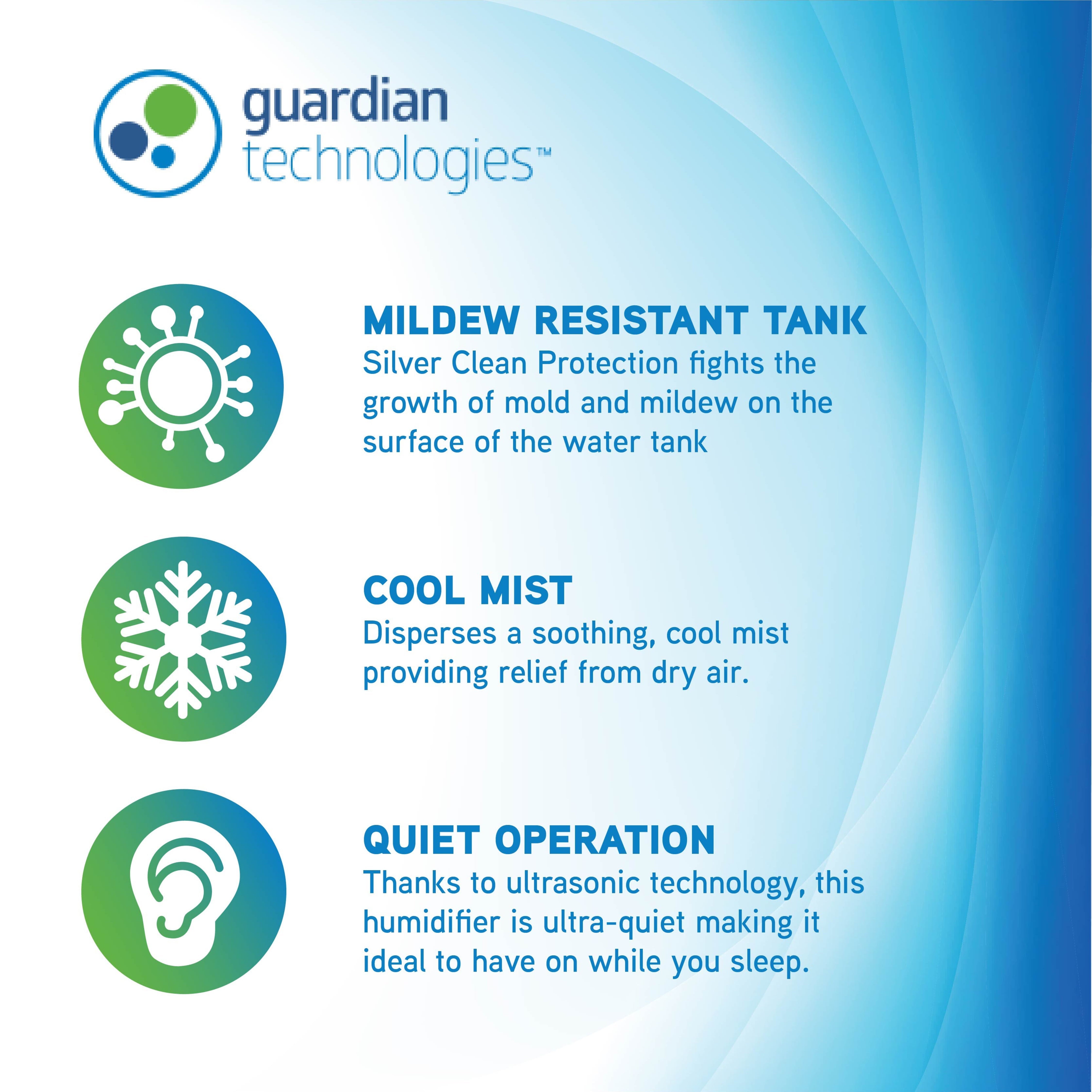 Pure Guardian 14-Hour 0.21 Gallon Cool Mist Ultrasonic Humidifier with Nightlight, H910BL