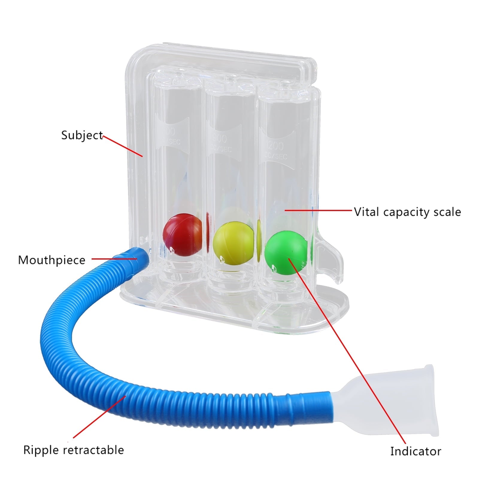 3-Ball Deep Breathing Exerciser Capacity Training Device Breath Exercises and Measurements