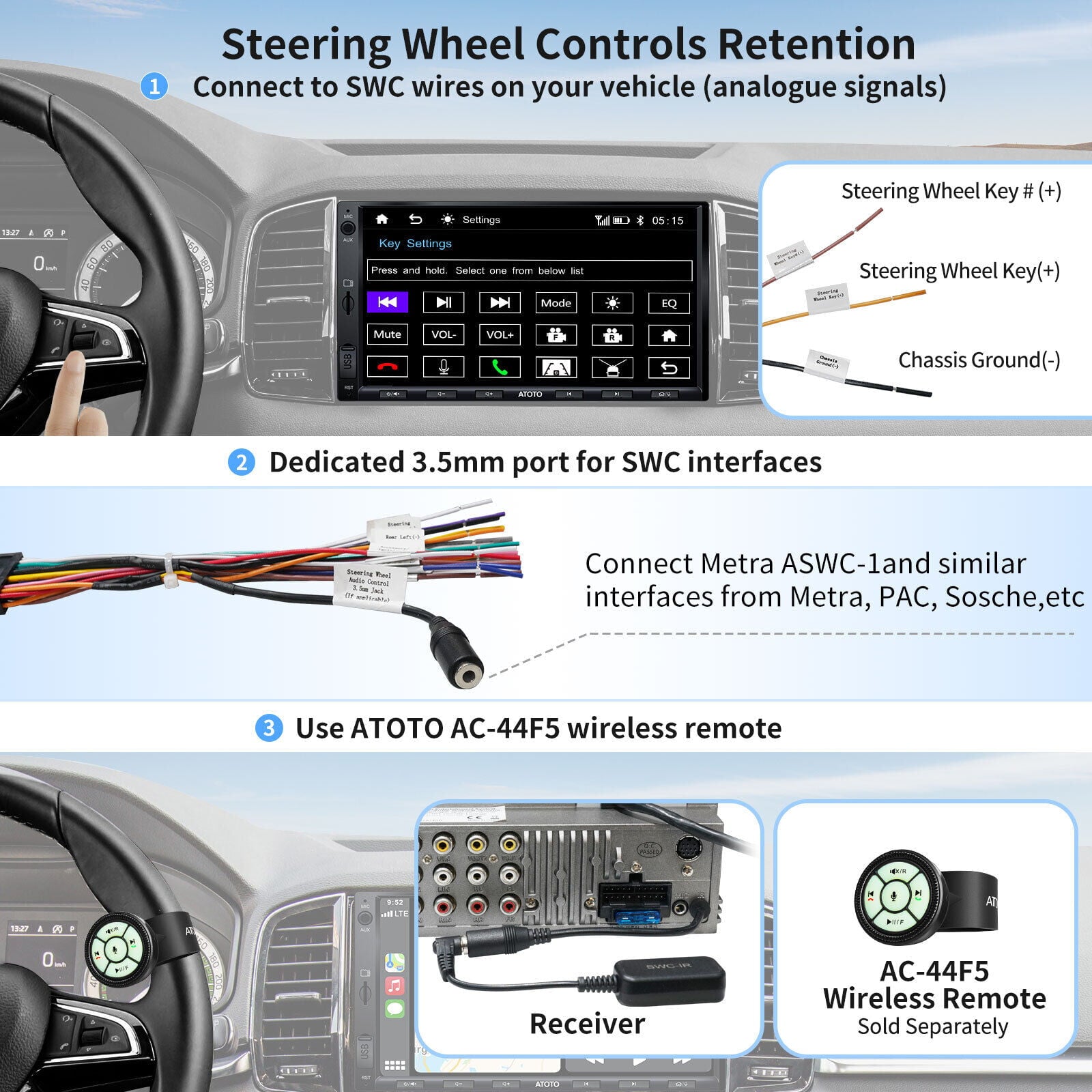 ATOTO F7XE 7inch QLED Double Din Car Stereo with Bluetooth,Wireless Carplay&Android Auto Car Radio with SiriusXM,Quick Charge