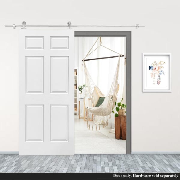 36 in. x 80 in. White Composite Primed MDF 6 Panel Interior Door Slab