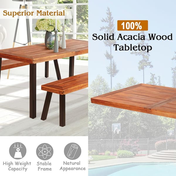 3-Piece Rectangle Wood Picnic Table Set