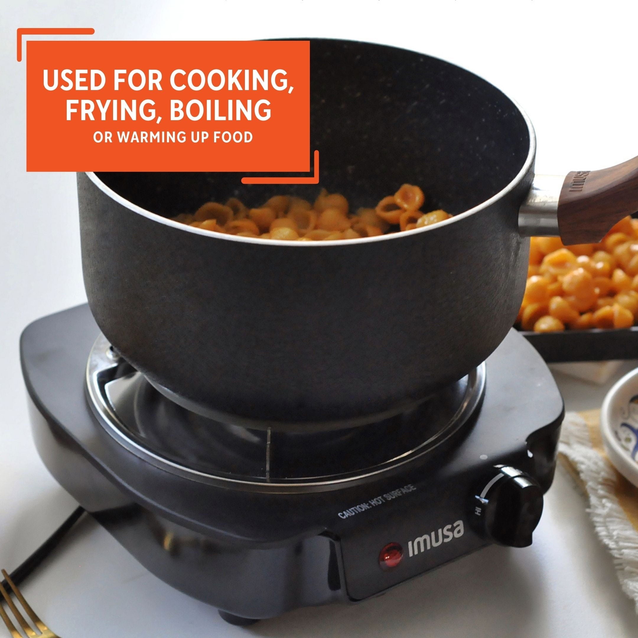 Imusa Electric Single Black Burner with Temperature Knob, 2.1 lbs