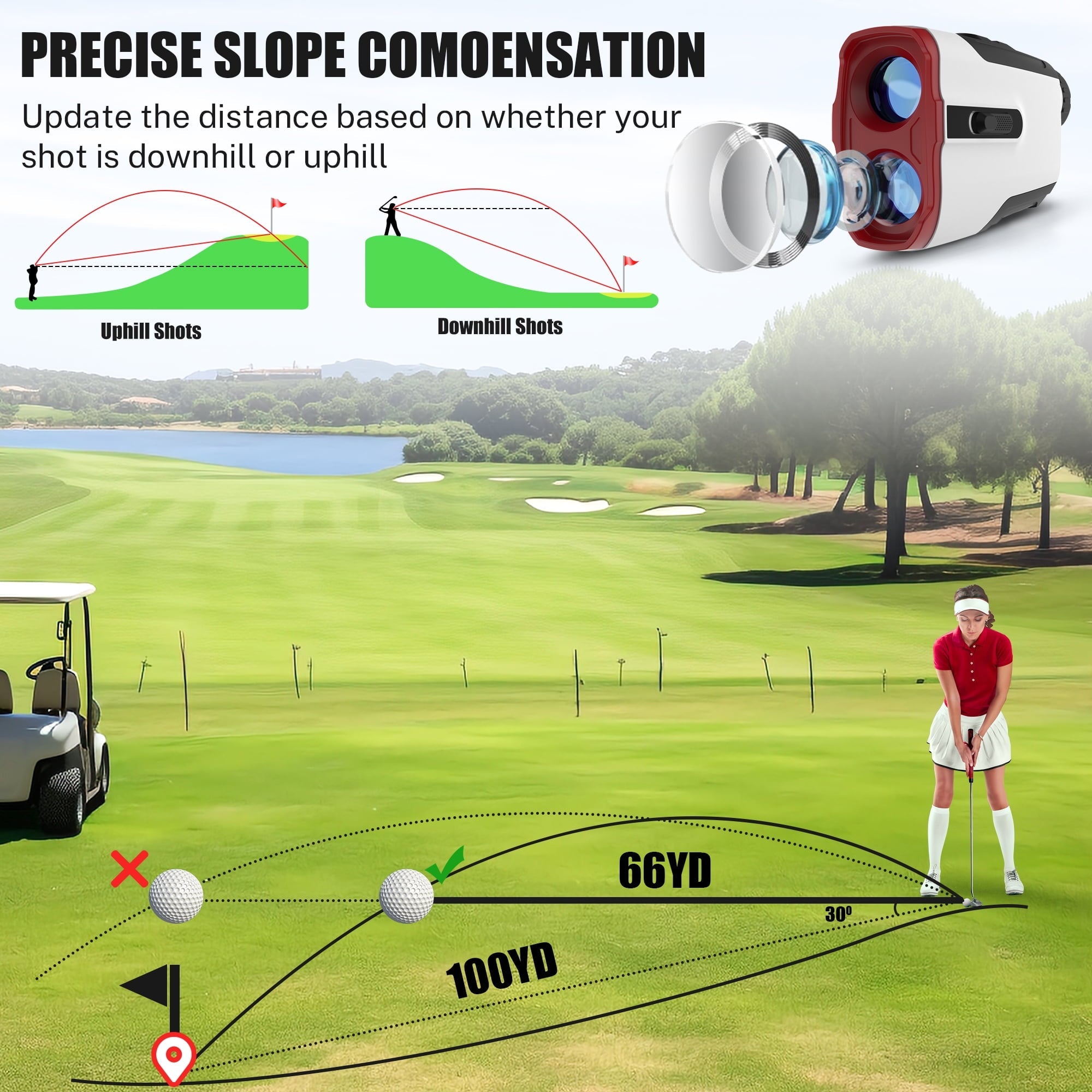 Segmart Golf Rangefinder, 900 Yards 7X Magnification Clear View Laser Range Finder