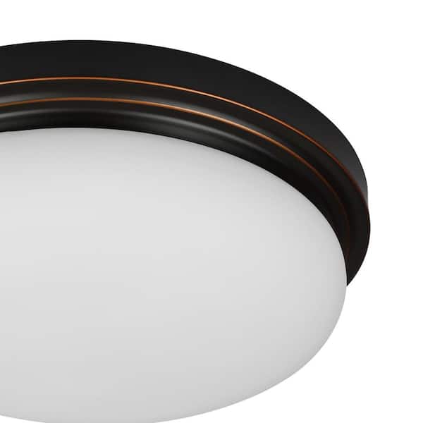 Chilton 15 in. Light Oil-Rubbed Bronze Adjustable CCT Integrated LED Flush Mount with Glass Shade