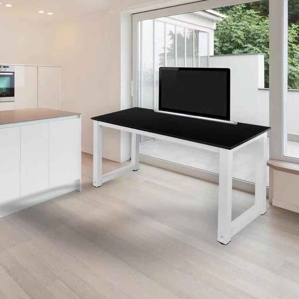 G-Plus Office Desk Computer Desk Wood Office Table, Modern PC Laptop Notebook Study Writing Table for Home Office Workstation study desk (43.3'', Black Color)