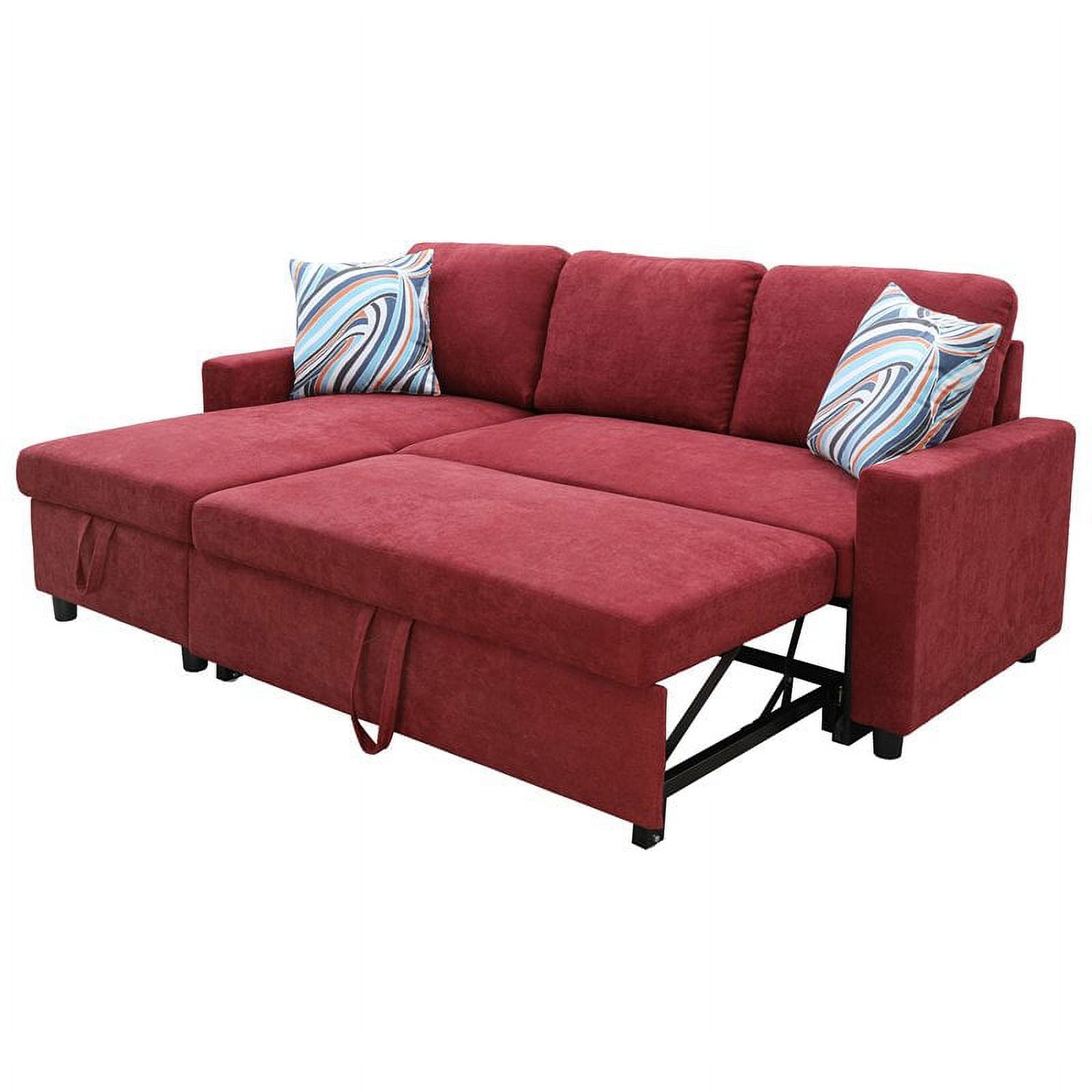 Star Home Living Hannah Microfiber Fabric Revers. Sectional Sofa in Red