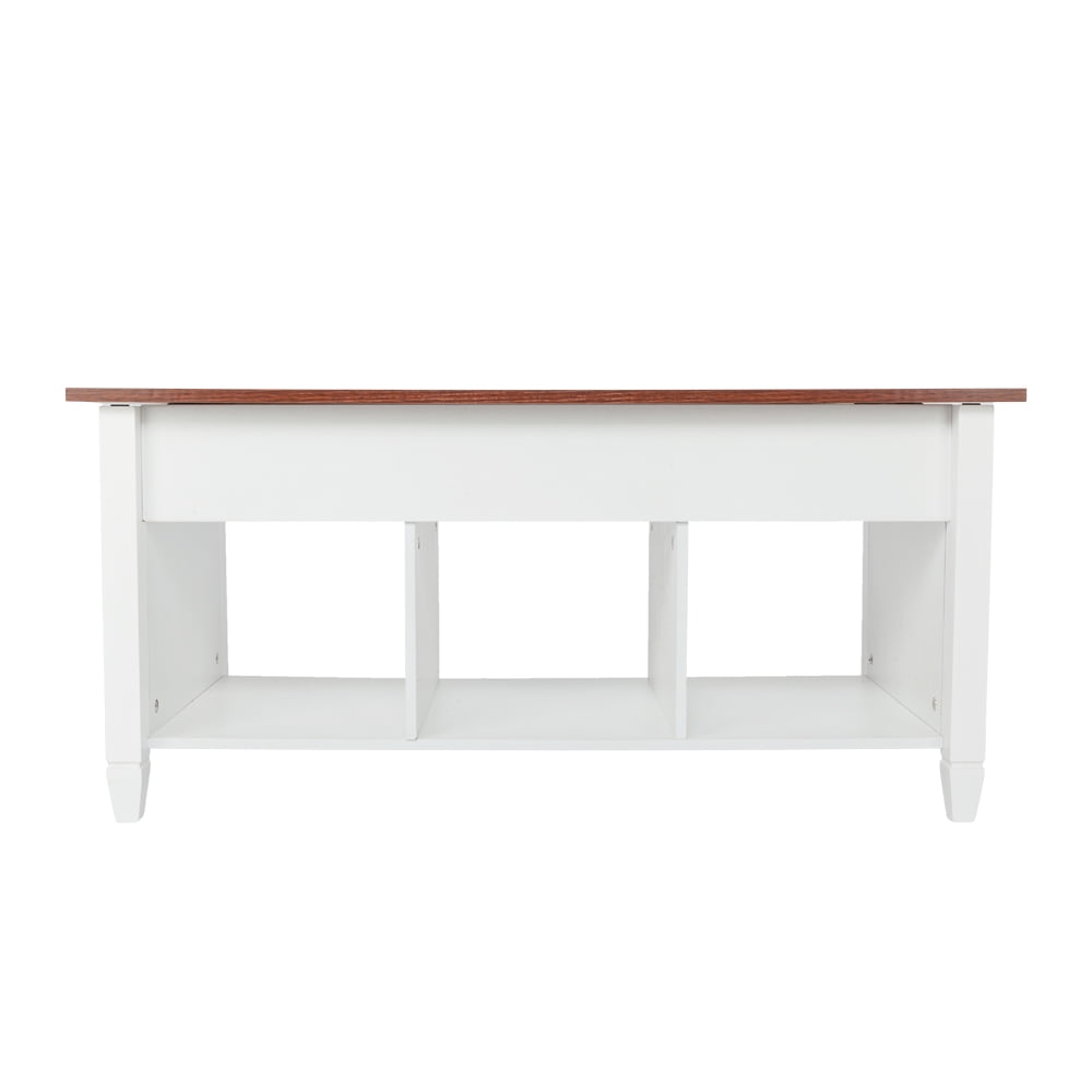 Zimtown Home Lift Top Coffee Table Modern Furniture W/Hidden Compartment And Lift Tabletop - White & Light Brown