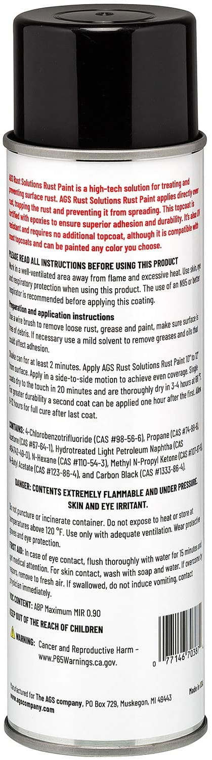 AGS Rust Solutions Matte Black Rust Paint - 14 oz Aerosol