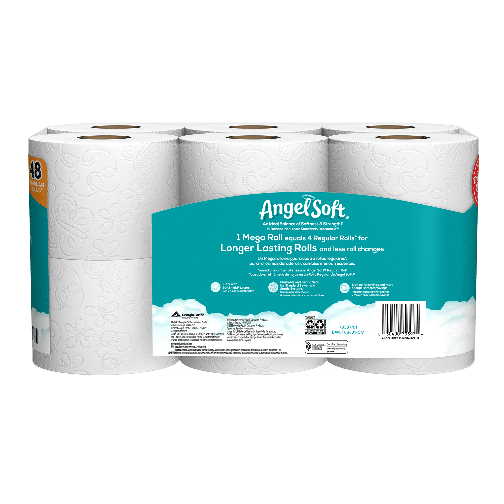 Angel Soft Toilet Paper, 12 Mega Rolls