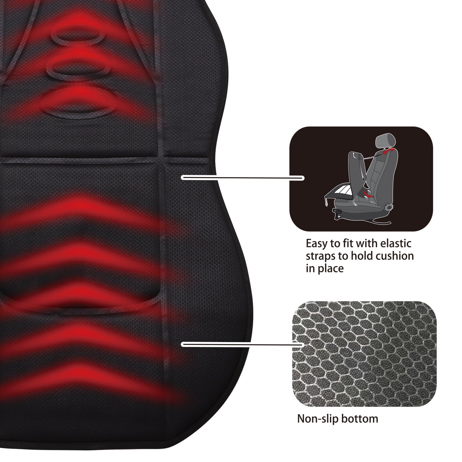 AutoDrive 12-Volt Heated Seat Cushion, Auto Shut-off Assembled Product: 39 in H x 19 in W x 1 in D
