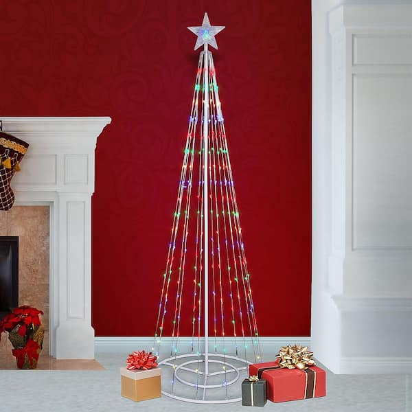 86 in. H Indoor Artificial Christmas Tree with Multi-Colored Lights and Star Topper
