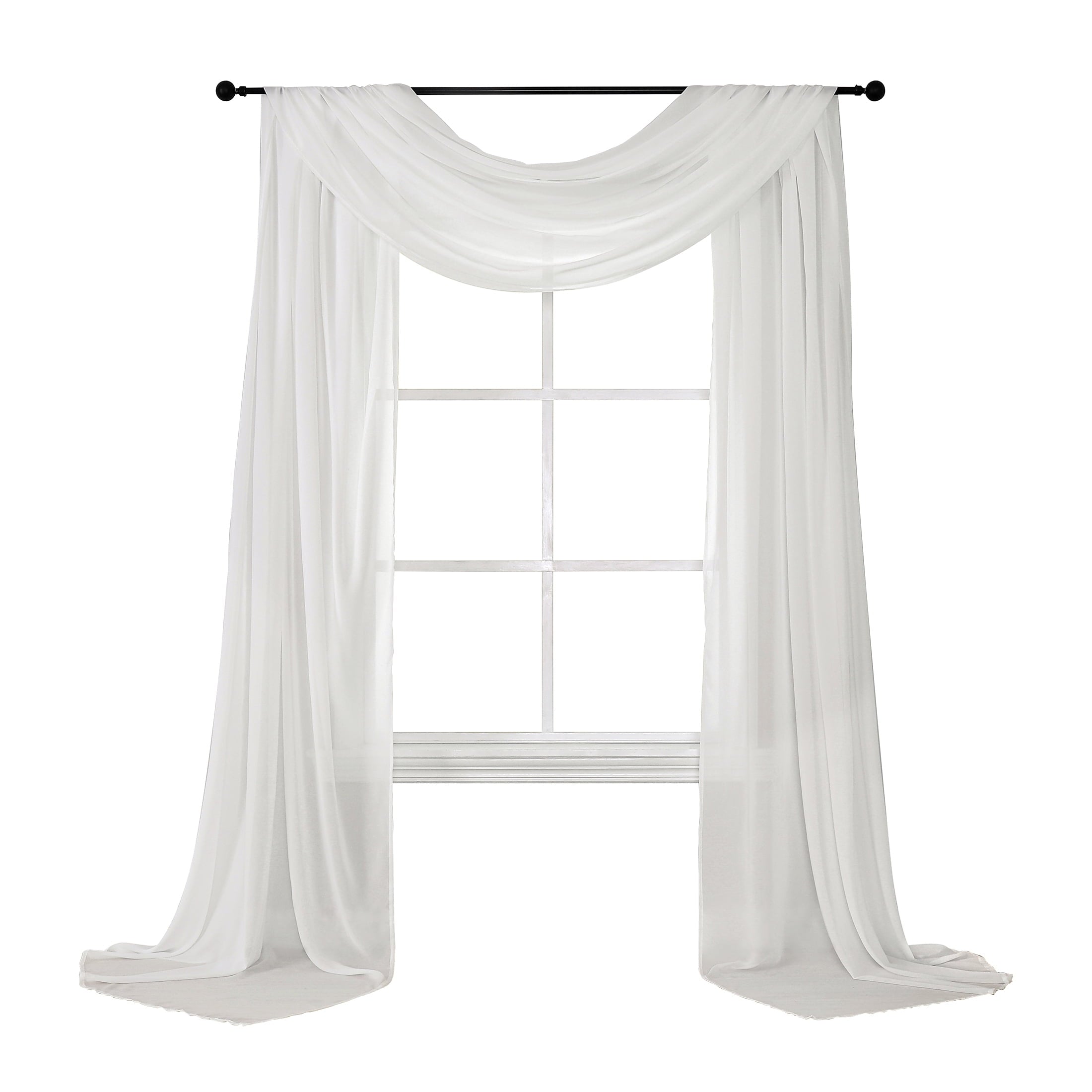 Fragrantex Beige Sheer Window Curtain 21 ft Scarf Valance Soft Chiffon Extra Long Canopy Curtains Panel for Living Room,Swag Valance Wedding Curtain 52