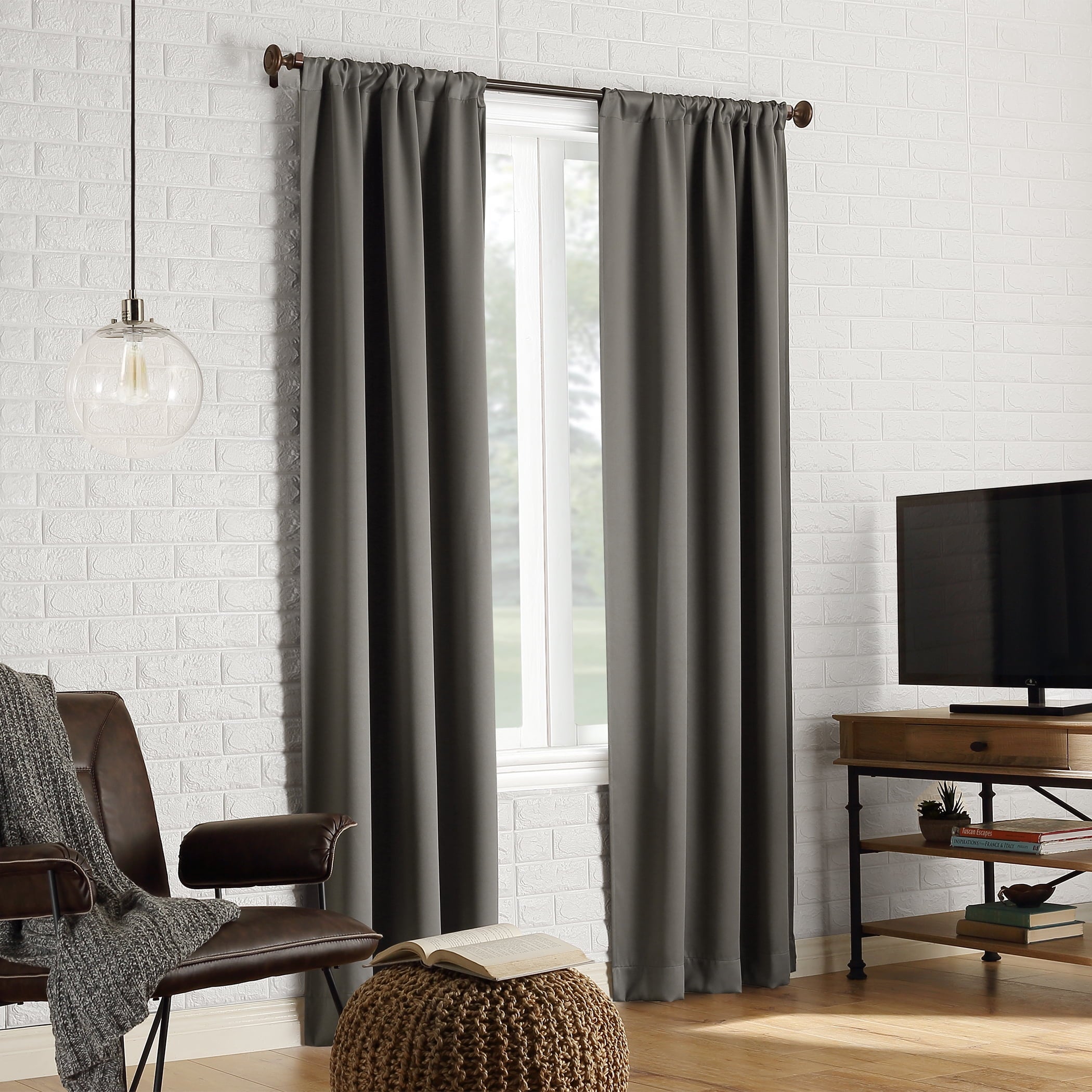 Sun Zero Avery 100% Blackout Rod Pocket Single Curtain Panel, 40