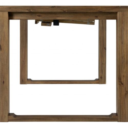 Rectangular Extendable Wooden Dining Table with Grain Details in Brown