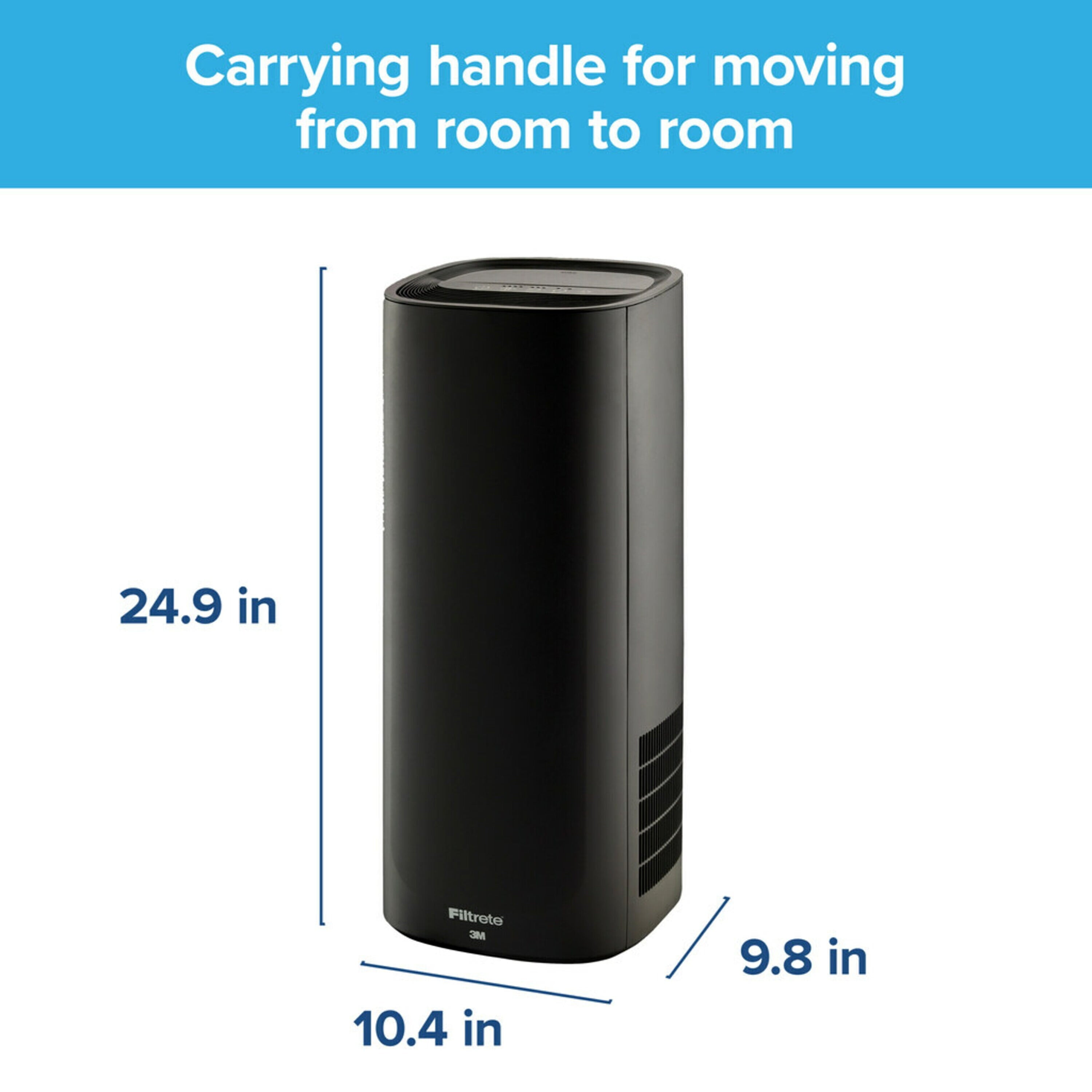 Filtrete by 3M Air Purifier, Large Room Tower, 290 Sq gt Coverage, Black, TRUE HEPA Filter Included