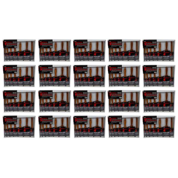 Time Saver 1, 1.5, 2, 2.5, 3 and 4 in. Flat, 2 in. Angled Sash Polyester/Bristle Blend Paint Brush Set (20-Pack)