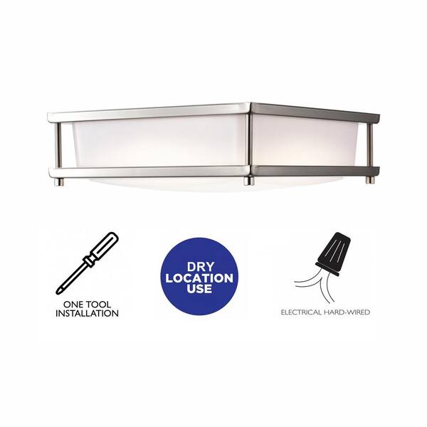 15.75 in. Brushed Nickel Dimmable 23-Watt Selectable LED Flush Mount Ceiling Light 3000K 4000K 5000K