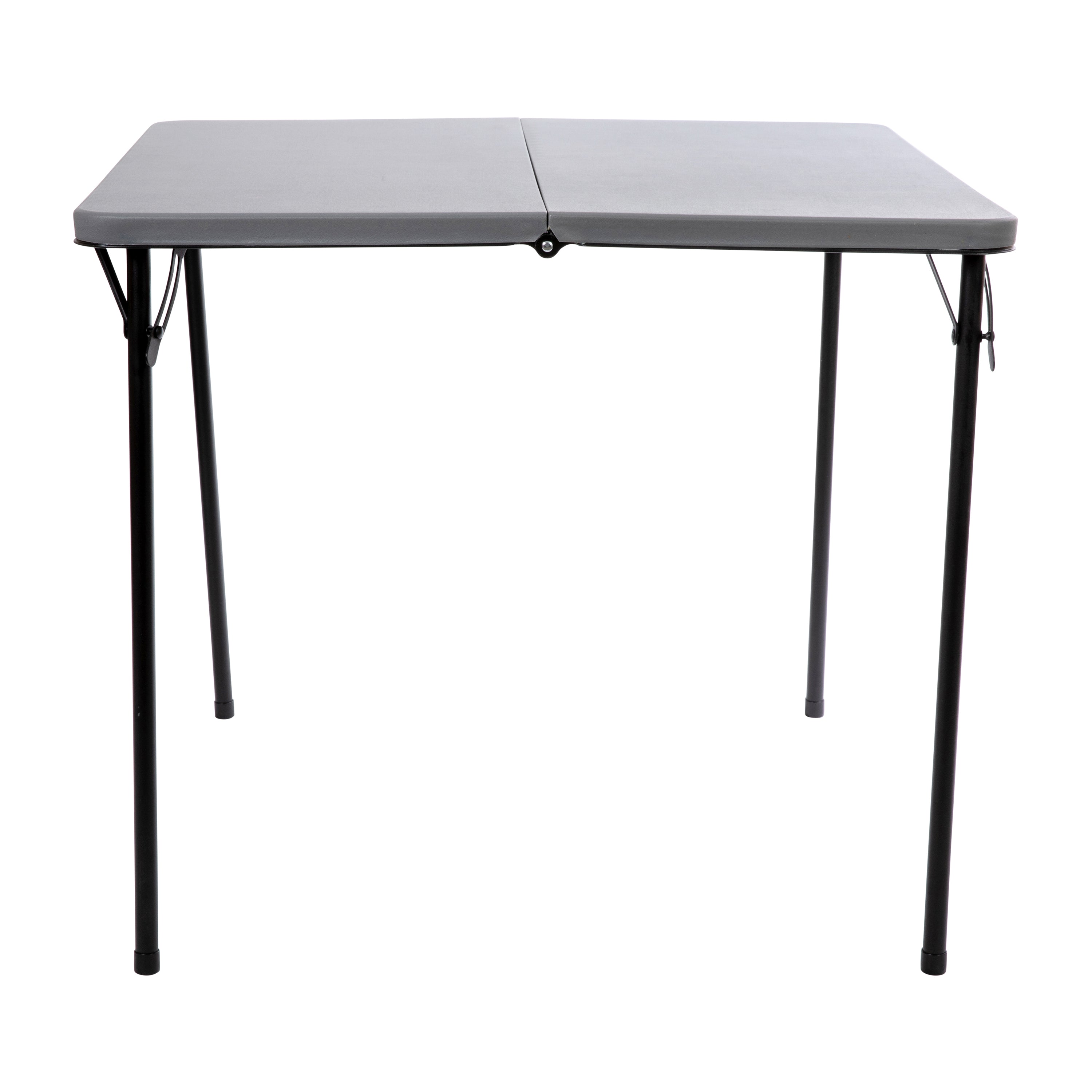 Emma + Oliver 2.83-Foot Square Bi-Fold Gray Plastic Folding Table with Carrying Handle