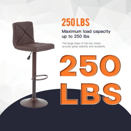 Bar Stools Set of 2 Counter Height Swivel Stool PU Leather Modern Height Stools