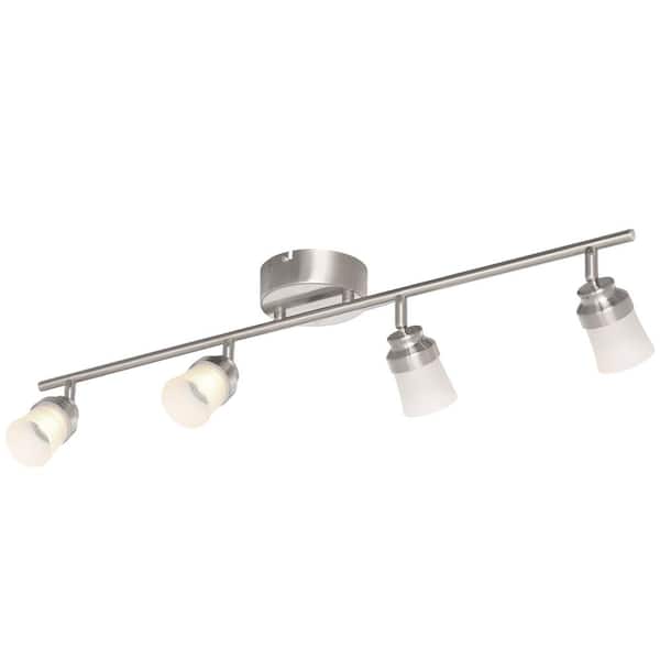 2.6 ft. 4-Light Brushed Nickel Integrated LED Fixed Track Lighting Kit