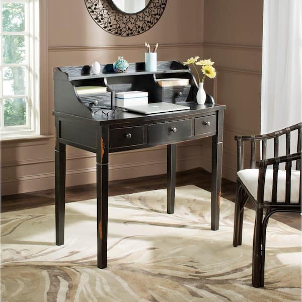 Landon 36 in. 5-Drawer Black Writing Desk