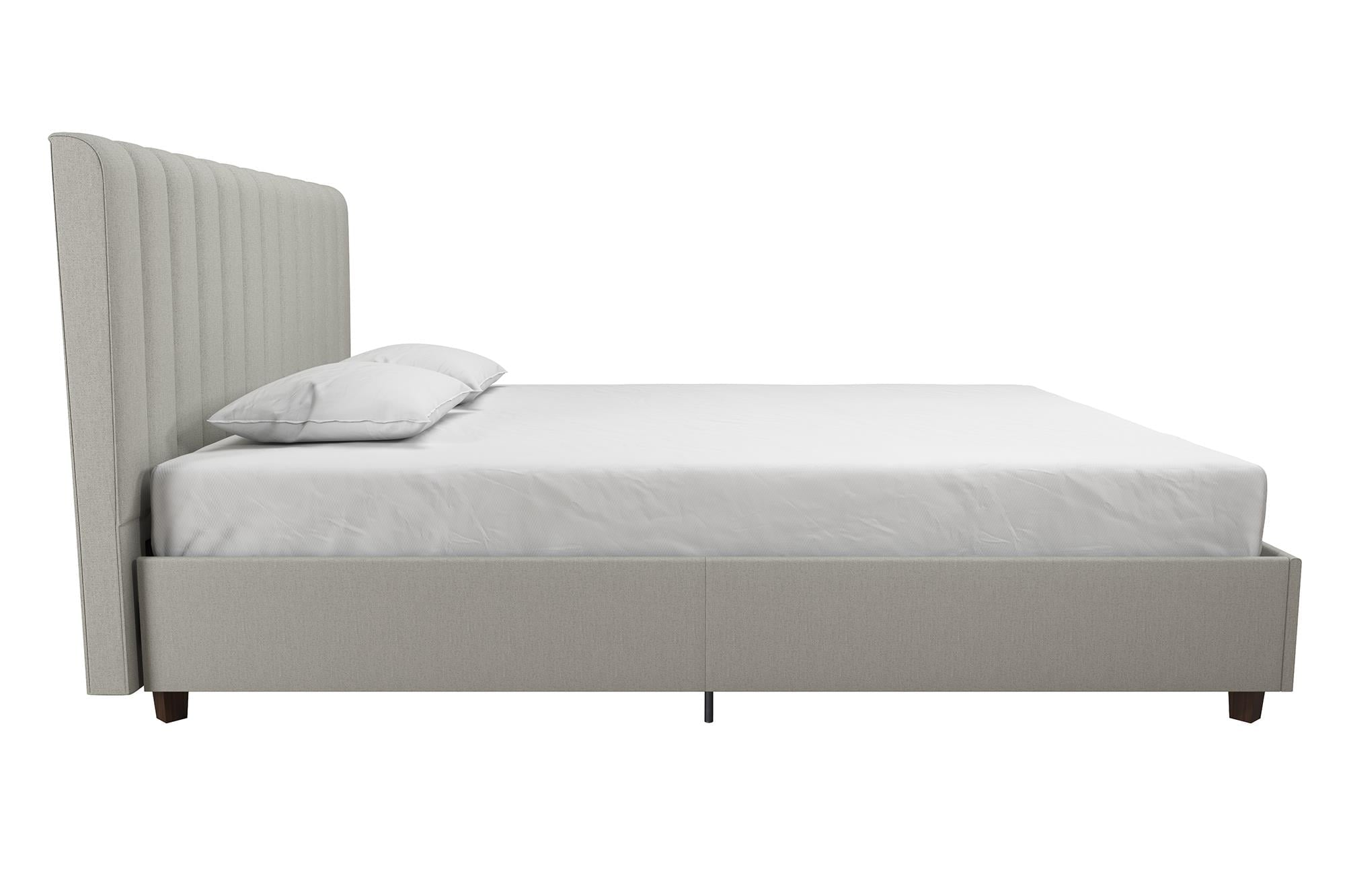Novogratz Brittany Upholstered Bed, Queen, Gray Linen