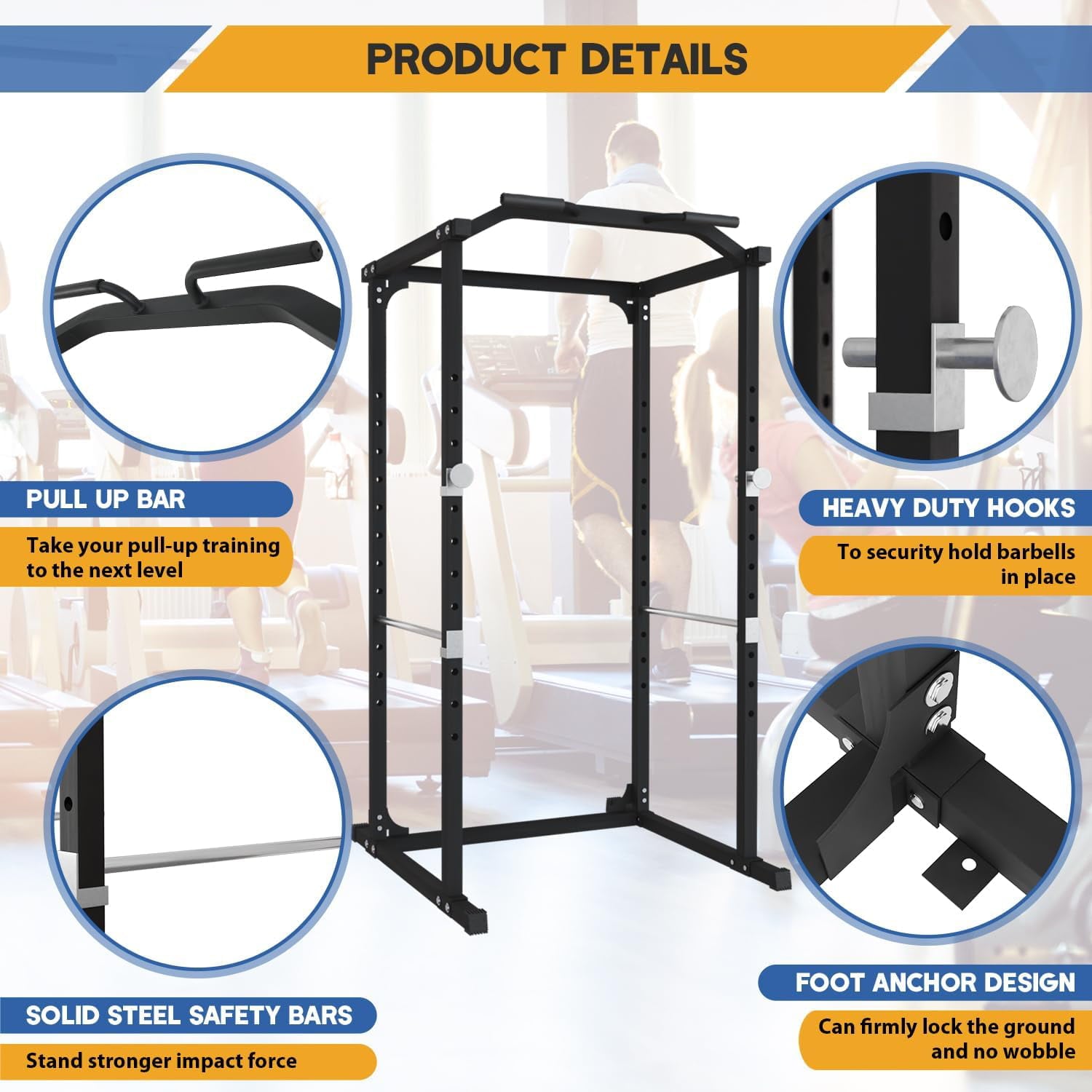 Dkelincs Squat Rack Power Cage - Multi-Function Power Rack, Weight Lifting Workout Station with Adjustable Cable Crossover System for Strength Training and Muscle Building