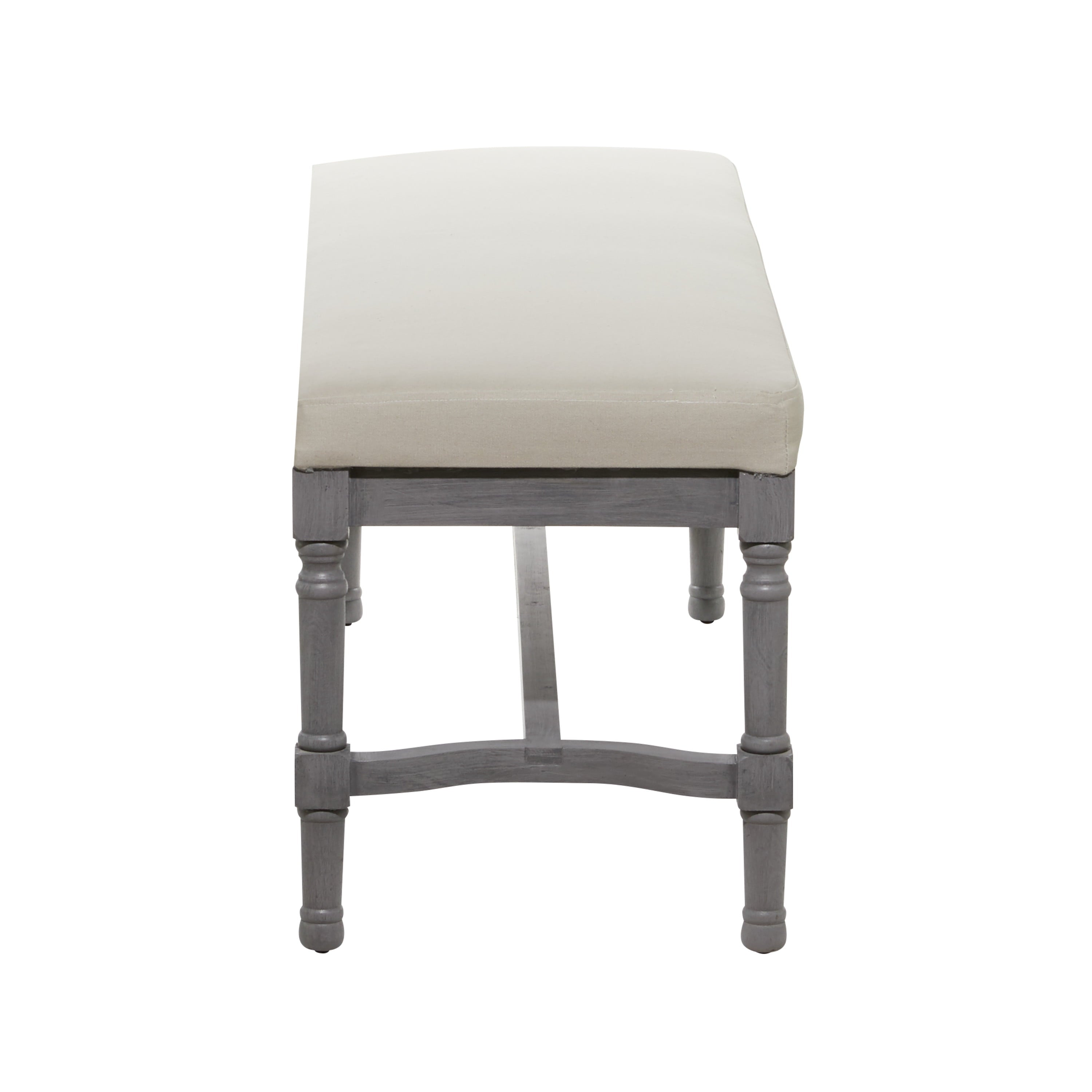 DecMode Wood Bench with Burlap Seat, Gray