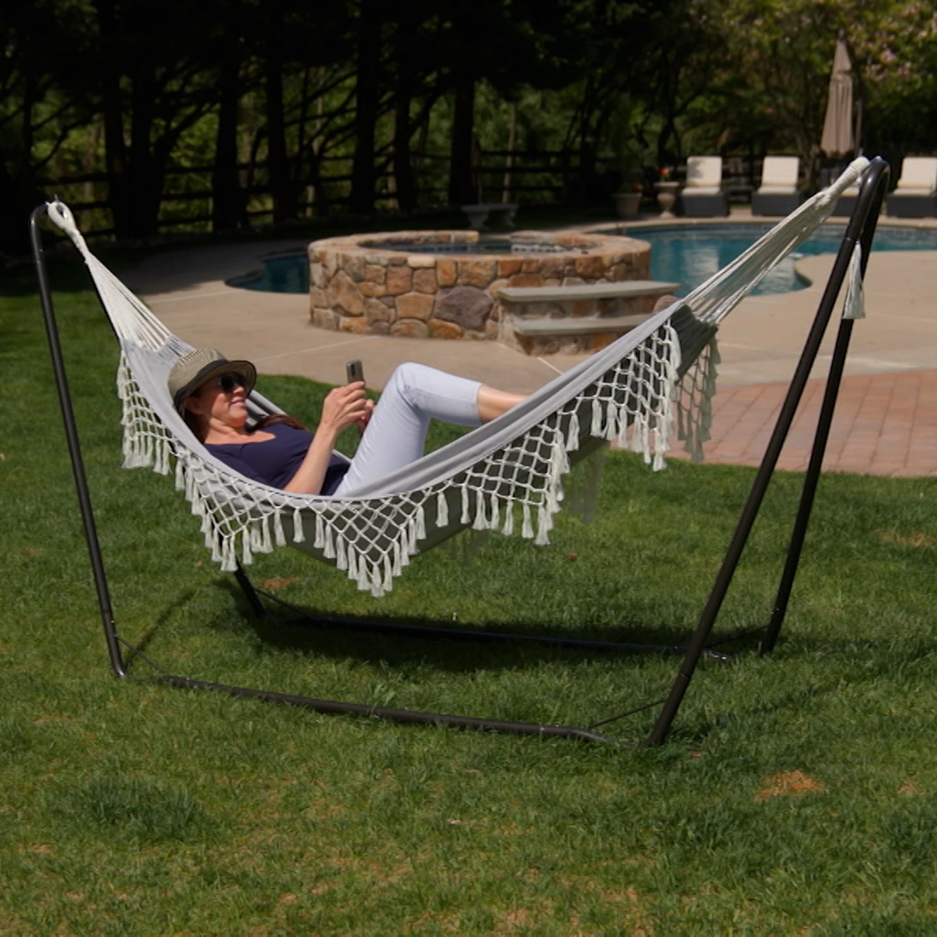 Bliss Hammocks 10-ft Long Hammock Stand W/ Hanging Hooks, 220 lb. Capacity