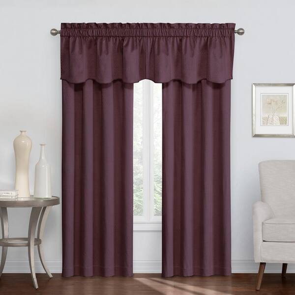 Canova Thermaback Plum Solid Polyester 42 in. W x 95 in. L Room Darkening Single Rod Pocket Curtain Panel